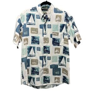 Loafers Reed St James Sailboat Print Button Down Shirt Nautical M‎ Short Sleeve